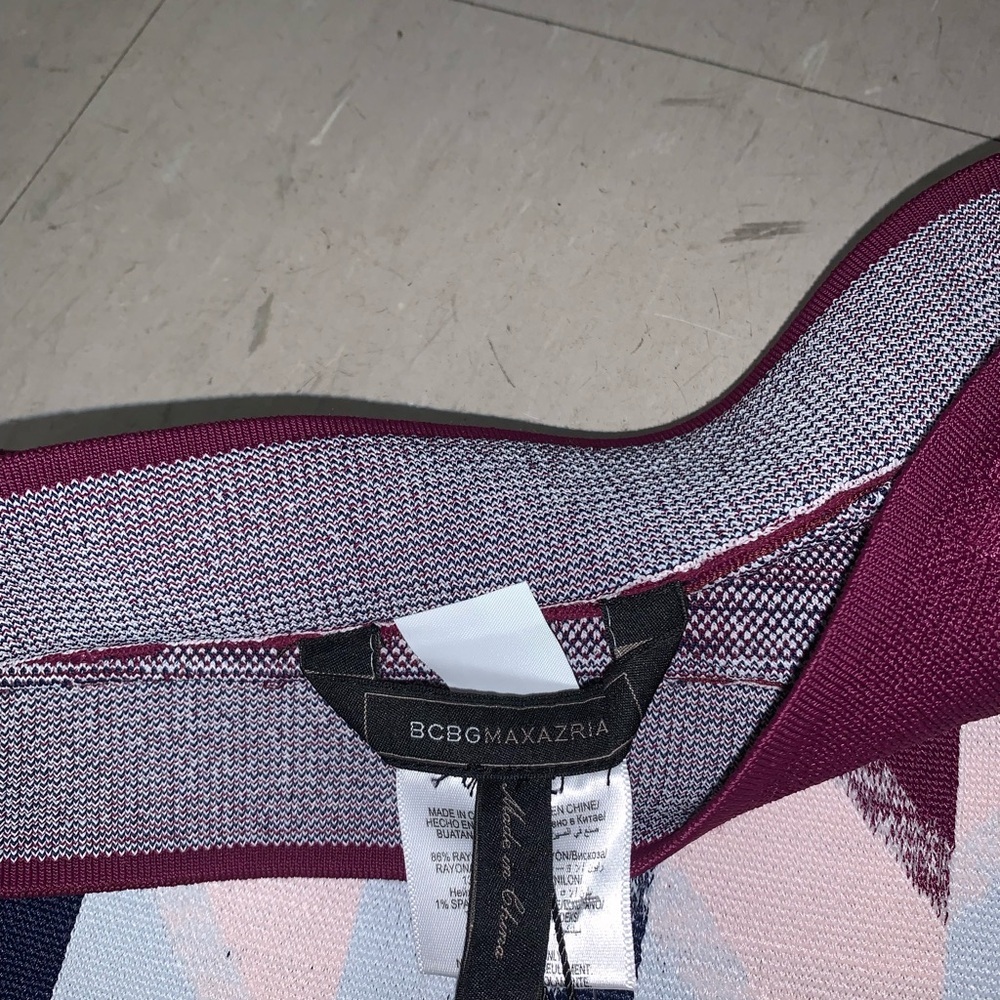 BCBGMaxAzria Chevron Pencil Skirt in Burgundy, Navy & Light Blue - Picture 2 of 4